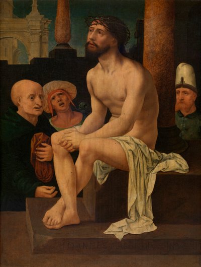 コールドストーンに座っているキリスト（パネルに油彩） 作： Jan (c.1472 c.1533) Gossaert