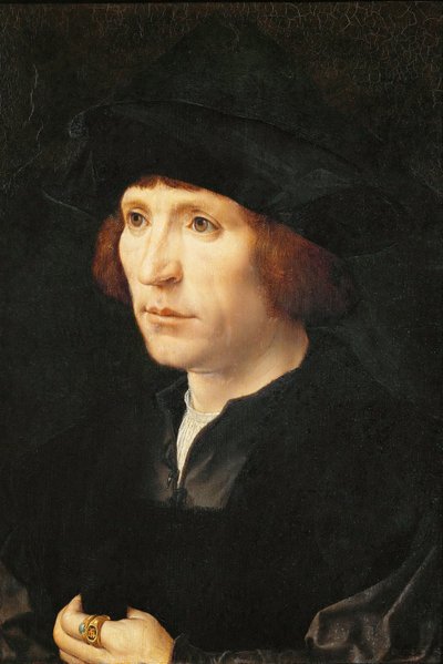 男性の肖像 - ヤン・ゴッサート（Gossart, dit Mabuse）（1478-1532年頃）。木に油彩、1527-1530年頃。寸法：40x27,5cm美術史博物館、ヴィエンヌ 作： Jan (c.1472 c.1533) Gossaert