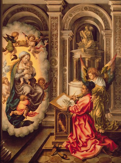 聖母マリアを描く聖ルカ、1520年頃（パネルにテンペラ 作： Jan (c.1472 c.1533) Gossaert