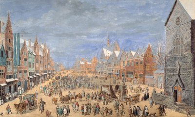 春の宿屋のある村の通り（紙にガッシュ 作： Jan (follower of) Brueghel