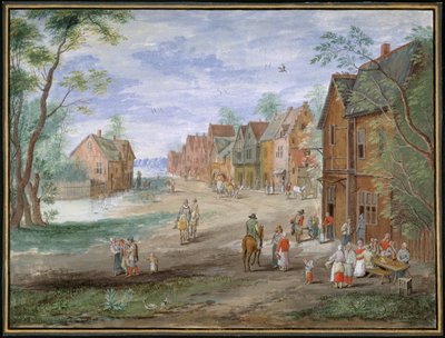 冬のゴーダの広場（紙にガッシュ 作： Jan (follower of) Brueghel
