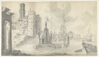 地中海の街のハーバー ビュー 作： Jan Abrahamsz. Beerstraten