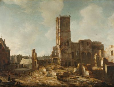 1652 年 7 月 7 日の火災後のアムステルダム旧市庁舎の廃墟 作： Jan Abrahamsz. Beerstraten