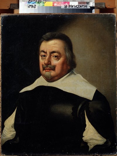 キュイラスを持つ男の肖像。 （胸当てをつけた男の肖像）。 Jan Anthonisz van Ravesteyn (1572-1657) の絵画。 17世紀のオランダ美術。 Regional W. Wereshchagin Art Museum、ミコラーイウ、ウクライナ 作： Jan Anthonisz. van Ravesteyn