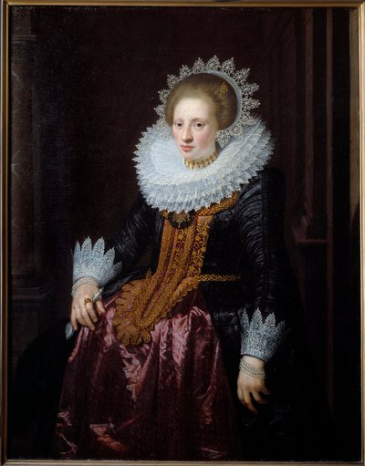 女性の肖像 旧名：ヴァン・フォーレンホーフェン夫人の肖像 ヤン・ファン・ラーヴェスタイン（1570-1657）の絵画（ec.holl.） 1620年 日。1,34x1,04 m リール、ミュゼ・デ・ボザール 作： Jan Anthonisz. van Ravesteyn