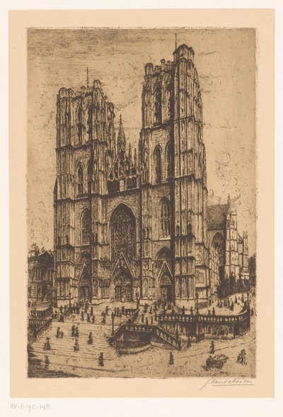 ブリュッセルの聖ミカエル大聖堂と聖デュラ大聖堂 作： Jan Antonius van Schooten (signed by artist)
