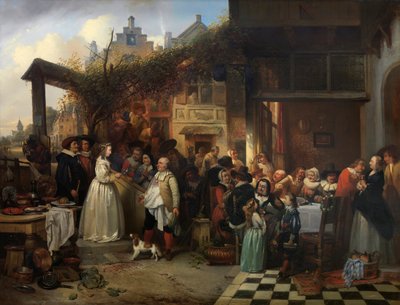 Casamento na Flandres no século XVII (óleo sobre painel) 作： Jan August Hendrik Baron Leys