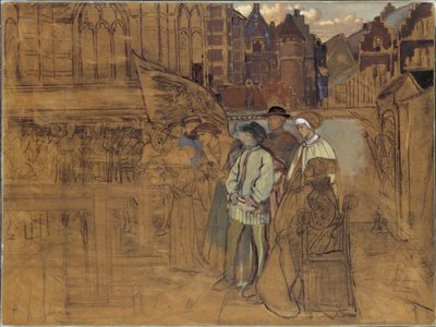 16世紀のアントワープでのアーチェリーのごちそう、1850年頃 作： Jan August Hendrik Leys