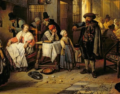 ブラインドフィドラーのある居酒屋の内部、1844年（パネル）（76798の詳細） 作： Jan August Hendrik Leys