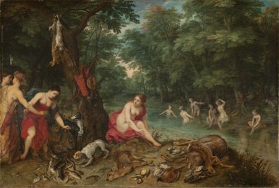 ニンフの入浴（パネルに油彩） 作： Jan and Balen Hendrik van Brueghel