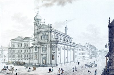 Hibernians（Irish Franciscans）とHibernian（Hybernská）Streetの教会、1781 作： Jan Balzer