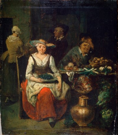 八百屋、c1700-1730。フランドル絵画 作： Jan Baptist Lambrechts