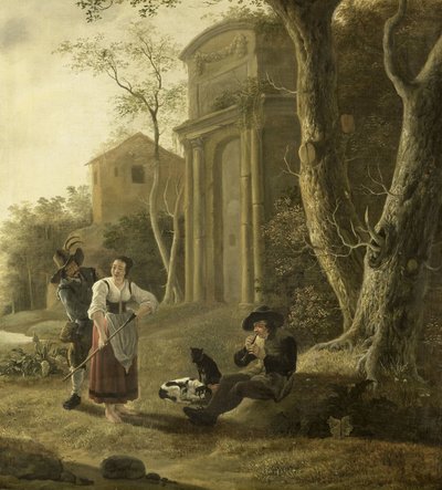 The Piper (ショーム奏者と羊飼いのシーン) フルート奏者) 作： Jan Baptist Wolfaerts