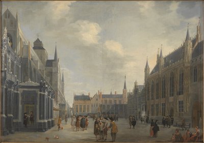 ブルージュのブルク広場、1672 年。 作： Jan Baptist van Meunincxhove