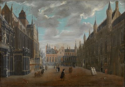 ブルージュのブルク広場、1696 年。 作： Jan Baptist van Meunincxhove