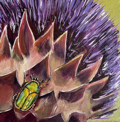 下のカブトムシ、2023年（アクリル、キャンバス） 作： Jan Barzottini