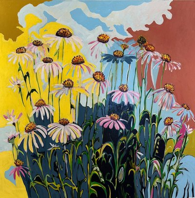 コーンの花、2024年（キャンバスにアクリル） 作： Jan Barzottini