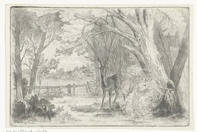 鹿のいる公園の風景 作： Jan Bos Wz.