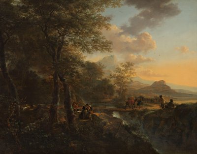 製図師のいるイタリアの風景 素描家のいるイタリアの風景 作： Jan Both