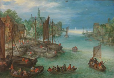 川沿いの都市の眺め 川沿いの町の眺め 作： Jan Brueghel (I) (attributed to)
