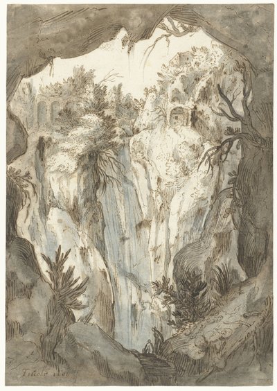 洞窟から見たチボリの滝 作： Jan Brueghel (I) (attributed to)