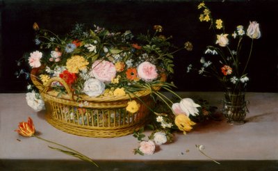 バスケットと花瓶の花 作： Jan Brueghel the Elder