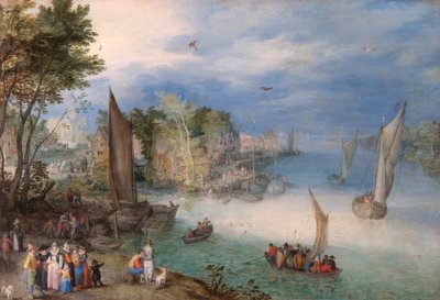 舟と人物のいる川の情景」 16世紀後半から17世紀前半 作： Jan Brueghel the Elder