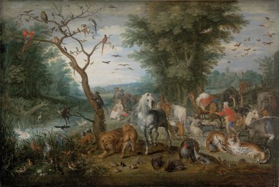動物のいる楽園の風景 作： Jan Brueghel the Younger