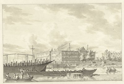 1791 年、火災後のゼーマガジンの土地 作： Jan Bulthuis (signed by artist)