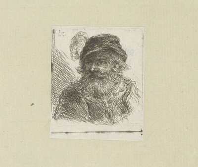 Bebaarde man puts pluimhoed The Compleat Work of Etchings by John Chalon / Oeuvre Complette des Eaux Fortes par Jean Chalon (シリーズタイトル) 作： Jan Chalon
