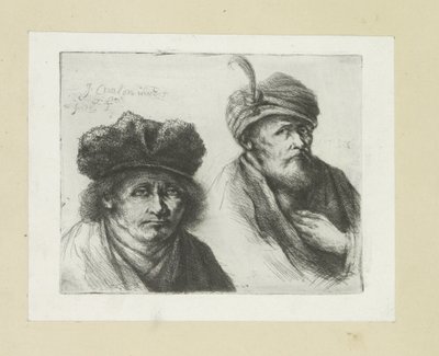 Twee mannen プット hoed に tulband The Compleat Work of Etchings by John Chalon / Oeuvre Complette des Eaux Fortes par Jean Chalon (シリーズ名) 作： Jan Chalon