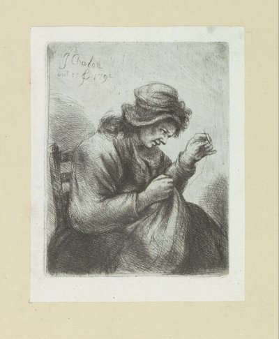 Vrouw は naald を draad にします。 The Compleat Work of Etchings by John Chalon / Oeuvre Complette des Eaux Fortes par Jean Chalon (シリーズ名) 作： Jan Chalon
