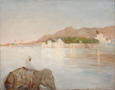 ウダイプル湖畔のマハラジャの宮殿。インド旅行より 作： Jan Ciągliński