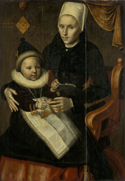 北ホラントの衣装を着た母と子 作： Jan Claesz. (attributed to)