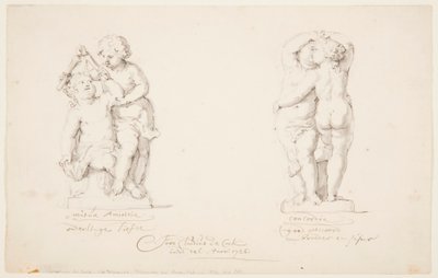 デッサン、彫像グループのプロジェクト：「友情」、「合意」、1726年 作： Jan Claudius de Cock