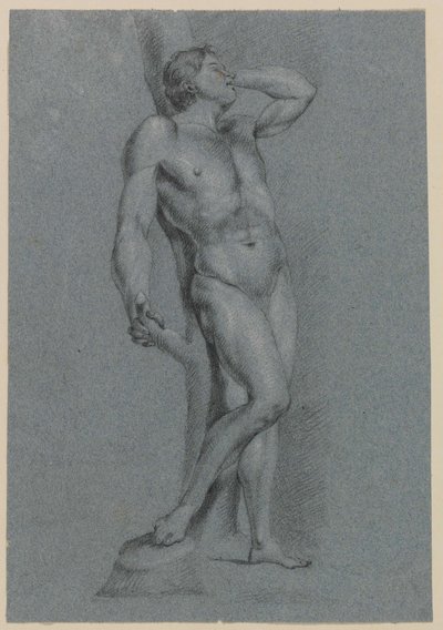 木に寄りかかって立つ男性のヌード 作： Jan Claudius de Cock
