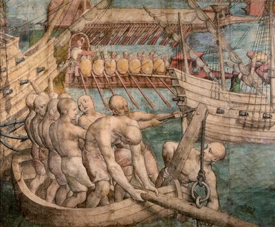 ギャレーの奴隷。 詳細: 皇帝カール 5 世がチュニスのタペストリーの漫画をキャプチャ、c. 1548年。 作： Jan Cornelisz. Vermeyen