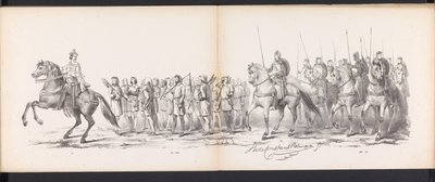 ライデン学生のマスカレード、1865年（プレート15） 1865 年 6 月 6 日にライデン学生団のメンバーが開催した衣装を着た行進。 作： Jan Daniël Cornelis Carel Willem baron de Constant Rebecque
