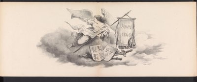 ライデン学生のマスカレード、1865年（タイトル） 1865 年 6 月 6 日にライデン学生団のメンバーが開催した衣装を着た行進。 作： Jan Daniël Cornelis Carel Willem baron de Constant Rebecque