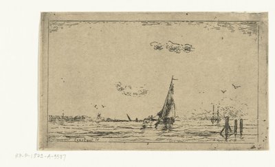 帆船のある川の眺め 作： Jan Daniël Cornelis Carel Willem baron de Constant Rebecque