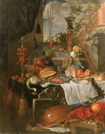 食べ物や楽器の静物 作： Jan Davidsz de Heem