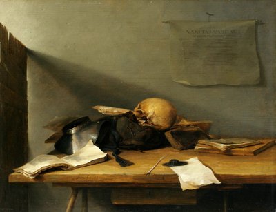 本と頭蓋骨のある静物 作： Jan Davidsz. de Heem