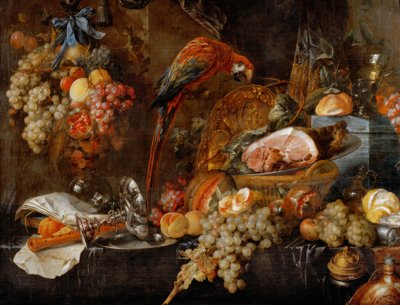 オウムのある静物 作： Jan Davidsz de Heem