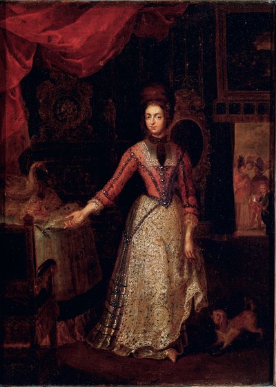 アンナ・マリア・ルイサ・デ・メディチ（1667-1743）の肖像 ヤン・フランツ・ヴァン・ドゥーヴェン（1656-1727）による絵画 1700年頃 フィレンツェ、ガッレリア・パラティーナ、ガッレリア・デッリ・ウフィツィ - アンナ・マリア・ルイサ・デ・メディチ（1667-1743）の肖像 ヤン・フランツ・ヴァン・ドゥーヴェン（1656-1727）による作品。パラティ 作： Jan Frans Douven