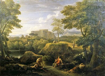 人物のいる風景（油彩・キャンバス） 作： Jan Frans van Bloemen