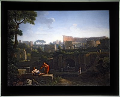 カプリチオ4枚セット；（2）コロッセオとコンスタンティヌスのアーチ（キャンバス地） 作： Jan Frans van (1662 1749) Bloemen