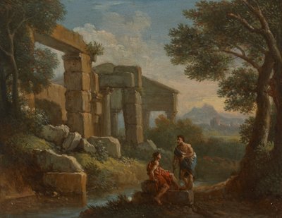 人物のいる古典的な風景 作： Jan Frans van Bloemen