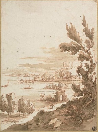 港を見下ろす丘からの眺め 作： Jan Frans van Bloemen