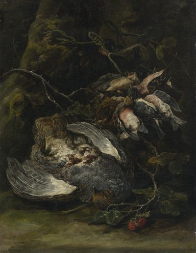 パートリッジと小さな狩猟鳥、1650年代。 作： Jan Fyt