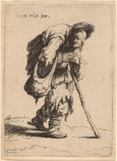 女性を背負った物乞い、1632年。 作： Jan Georg van Vliet